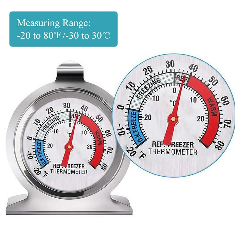 3 Pack Refrigerator Thermometer Freezer Fridge Room Thermometer Large Dial  Thermometer, Stainless Steel Monitoring Thermometer with Hook and Panel  Base Hang or Stand for Home Kitchen, Restaurants 