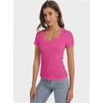 thumbnail image 5 of Women's T Shirts Short Sleeve Scoop Neck Basic Going Out Tops Fashion Slim Fit Tee, 5 of 6