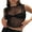 Black, variant on Women's Summer Short Skinny Vest Tops Solid Color Sleeveless O Neck Sheer Crop Tops