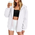 thumbnail image 6 of UDAUDU Womens Zip Up Hoodies Long Sleeve Oversized Sweatshirts Fleece Y2K Jacket Pockets Fashion Fall Outfits Fashion Clothes White 2XL, 6 of 6