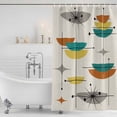 thumbnail image 3 of Boho Teal Yellow Orange Grey Shower Curtain, Waterproof Shower Curtains for Bathroom, Middle Century Geometric Washable Fabric Bathtub Curtain Set Bath Decor with 12 Hooks Long 72"x84", 3 of 8