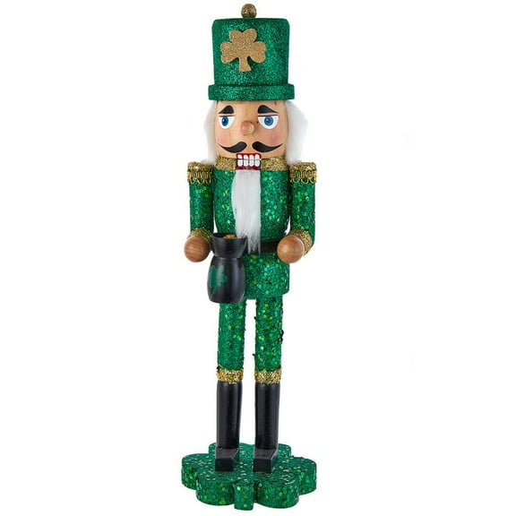 Kurt Adler 15-Inch Wooden Irish Nutcracker on Shamrock Base – St. Patrick’s Day & Holiday Decoration