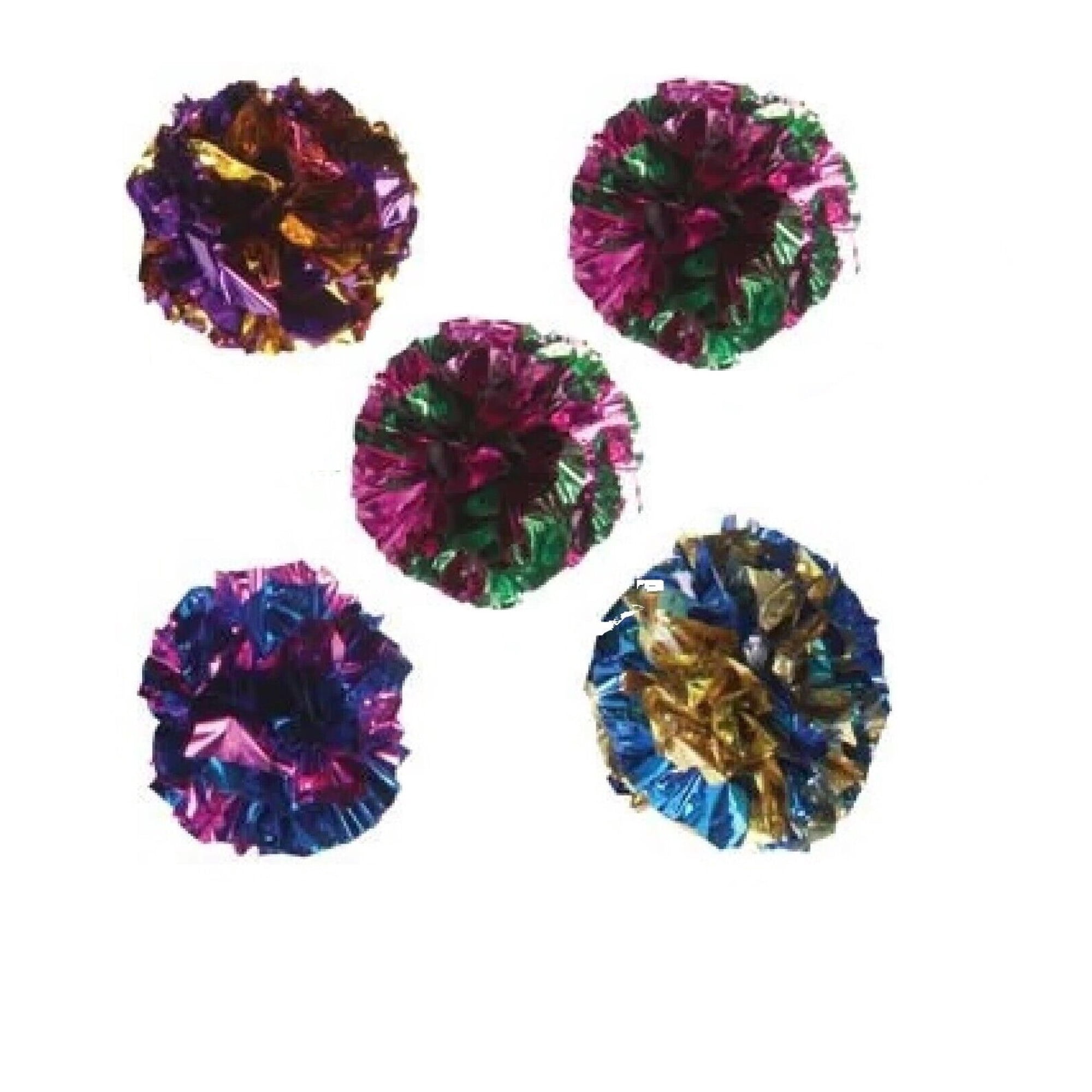 Shiny Metallic Ball Cat Toys Bright and Fun Choose Small or Giant Colors Vary (5 Balls - Small)