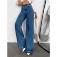 thumbnail image 3 of Vaqueros de pierna ancha for mujer, pantalones vaqueros holgados de cintura alta con botones, pantalones vaqueros informales de otoño Y2K con bolsillos, 3 of 6
