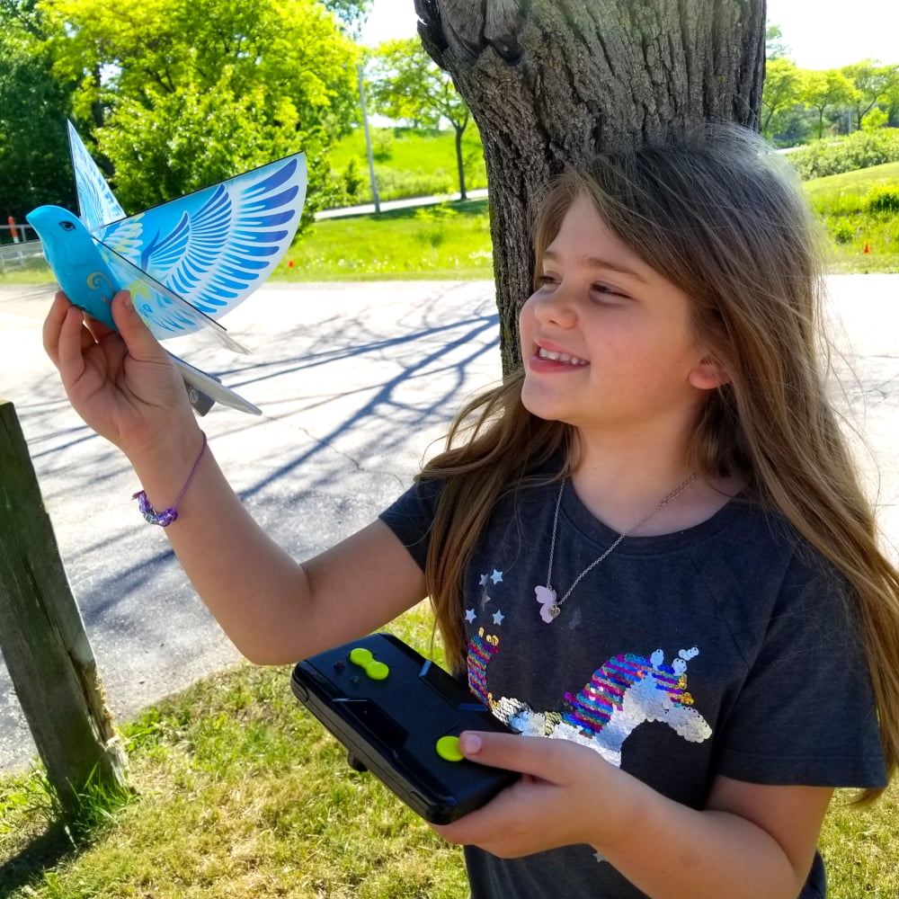 MukikiM eBird Blue Pigeon - Flying RC Bird Drone Toy for Ages 8+ Kids; Boys & Girls