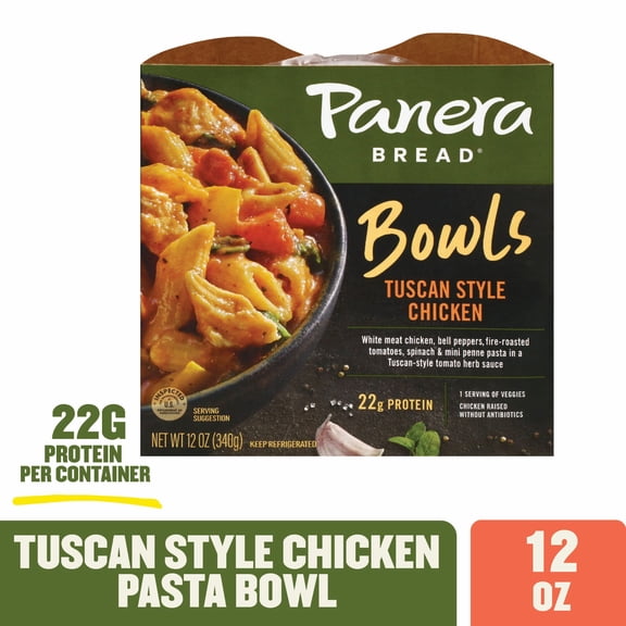 Panera Bread Bowls Tuscan Style Chicken, 12 oz Refrigerated Meal – 22g Protein Pasta Bowl