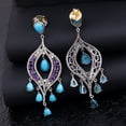thumbnail image 3 of Natural Turquoise Amethyst,Diamond Gemstone 925 Sterling Silver Earrings, 3 of 4