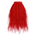thumbnail image 2 of Yeaiivve Tulle Skirts for Girls High Low Layered Puffy Fairy Skirts Midi Length Irregular Tutu Skirt Sheer Mesh Tutu Skirt Red,6-7Years, 2 of 6