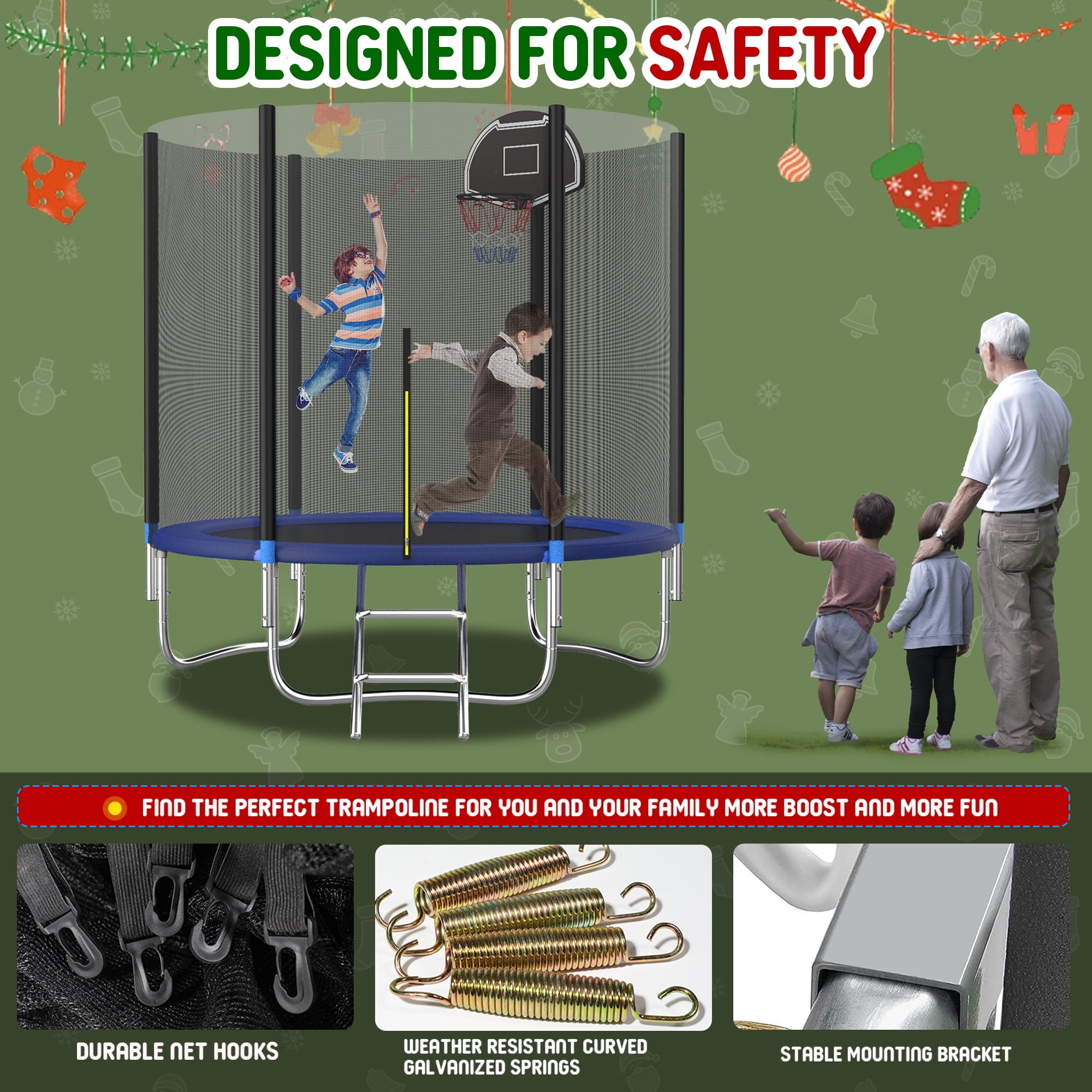 Shengchao Trade 1200LBS 12ft Heavy Duty Outdoor Trampoline for 3-5 Kids and Adults,Backyard Trampoline with Enclosure Net and Ladder, Jumping Trampoline Capacity for Boys and Girls Birthday Gift