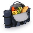thumbnail image 6 of Picnic Backpack Bag for 4 Person with Cooler Compartment, Detachable Bottle/Wine Holder, Fleece Blanket, Plates and Cutlery Set(4 Person, Navy), 6 of 9