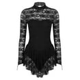thumbnail image 4 of DPOIS Women's Floral Lace Ballet Dance Leotard Figure Ice Skating Dress Black Medium, 4 of 7