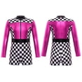 thumbnail image 5 of Aislor Kids Girls Race Car Driver Halloween Costume Long Sleeve Color Block Zipper Unitard Jumpsuit Size 4-14 A Hot Pink 14, 5 of 7