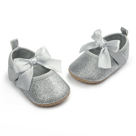 

kpoplk Sandals For Boys Toddler Kids Girls Soild Colour Bowknot Princress Shoes Soft Sole The Floor Toddler Girls Shoes(Grey)