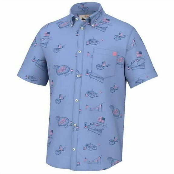 Huk Kona Button Down Shirt - Short Sleeve - Americookin Quiet Harbor