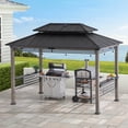 thumbnail image 1 of Sunjoy 8 x 12 Pi Gazebo Tonnelle extérieur Gazebo avec toit rigide Barbecue Cadre en, noir, 1 of 12