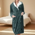 thumbnail image 2 of Breezora Indulge in Cozy Comfort with Women's Long Warm Bathrobe Robe Featuring Printed Design for Loungewear Home Use and Spa Lounge Attire for Relaxation L Size Light Green, 2 of 5