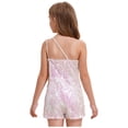 thumbnail image 4 of Jowowha Girls One Shoulder Short Jumpsuits Sleeveless Sparkly Sequins Pageant Prom Party Dance Rompers Pink 8, 4 of 7