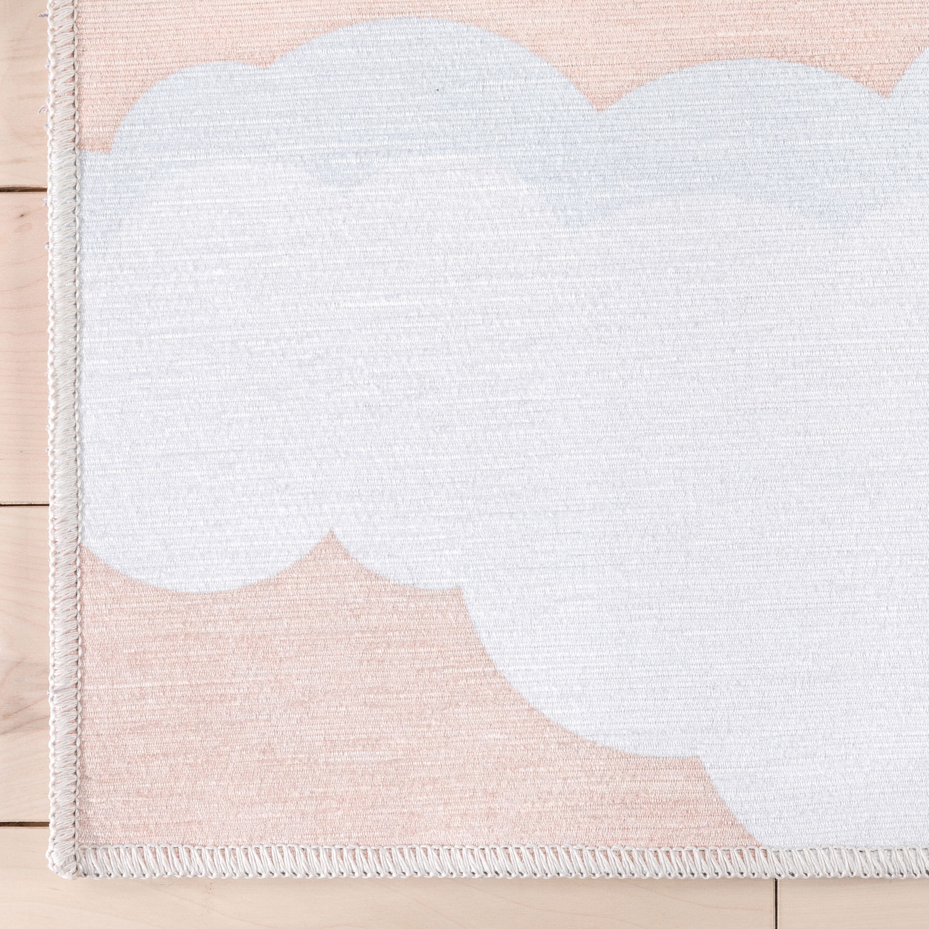 Well Woven Kids Rugs Cloud 9 Modern Coral Printed Distressed Machine Washable 6' x 9' Area Rug