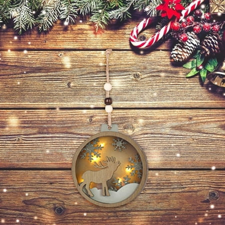 

Gyouwnll Christmas Decoration Luminescent Wood Christmas Pendant Decoration Christmas Tree With Lights Pendant