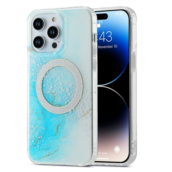 ELEHOLD for iPhone 15 Pro Max Case Compatible with MagSafe,Cute Marble Pattern iPhone 15 Pro Max Case Shockproof TPU Bumper Durable Cover Slim Lightweight Phone Case for Women Girls,A
