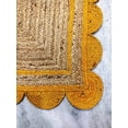 thumbnail image 3 of 4 Ft Square Yellow & Natural Jute Premium Scalloped Jute Rug – Handcrafted Natural Braided Carpet for Living Room, Bedroom, Entryway – Boho Home Decor, 3 of 5