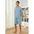 thumbnail image 5 of Vulcanodon Mens Pajama Set, Bamboo Viscose Button-up PJS for Men?Grey Blue, Large?, 5 of 8