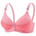 thumbnail image 3 of Jinhomg Women's Balconette Bra Lace Lightweight Underwire Unlined Bra Push Up See Through Bras Watermelon Red 38, 3 of 10