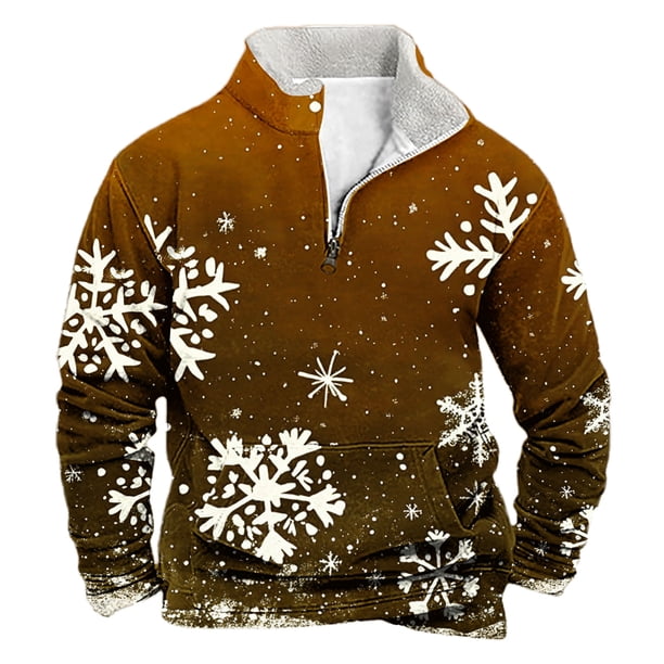 Sudadera sin capucha para hombre, informal, a la moda, con cuello alto, estampado, cremallera, jersey de manga larga, blusa de poliéster para hombre