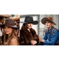thumbnail image 6 of Gustave Western Cowboy Cowgirl Hat for Women Men PU Leather Vintage Wide Brim Outback Sun Hat with Chin Strap for Outdoor Hiking - Black, 6 of 6