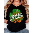 thumbnail image 1 of Women'S T-Shirt, Directional St. Patrick'S Day "Happy St Patricks Day" Print, Retro Minimalist Fashion, Crew Neck, Casual Comfort, Sports Short-Sleeved T-Shirt, 1 of 7