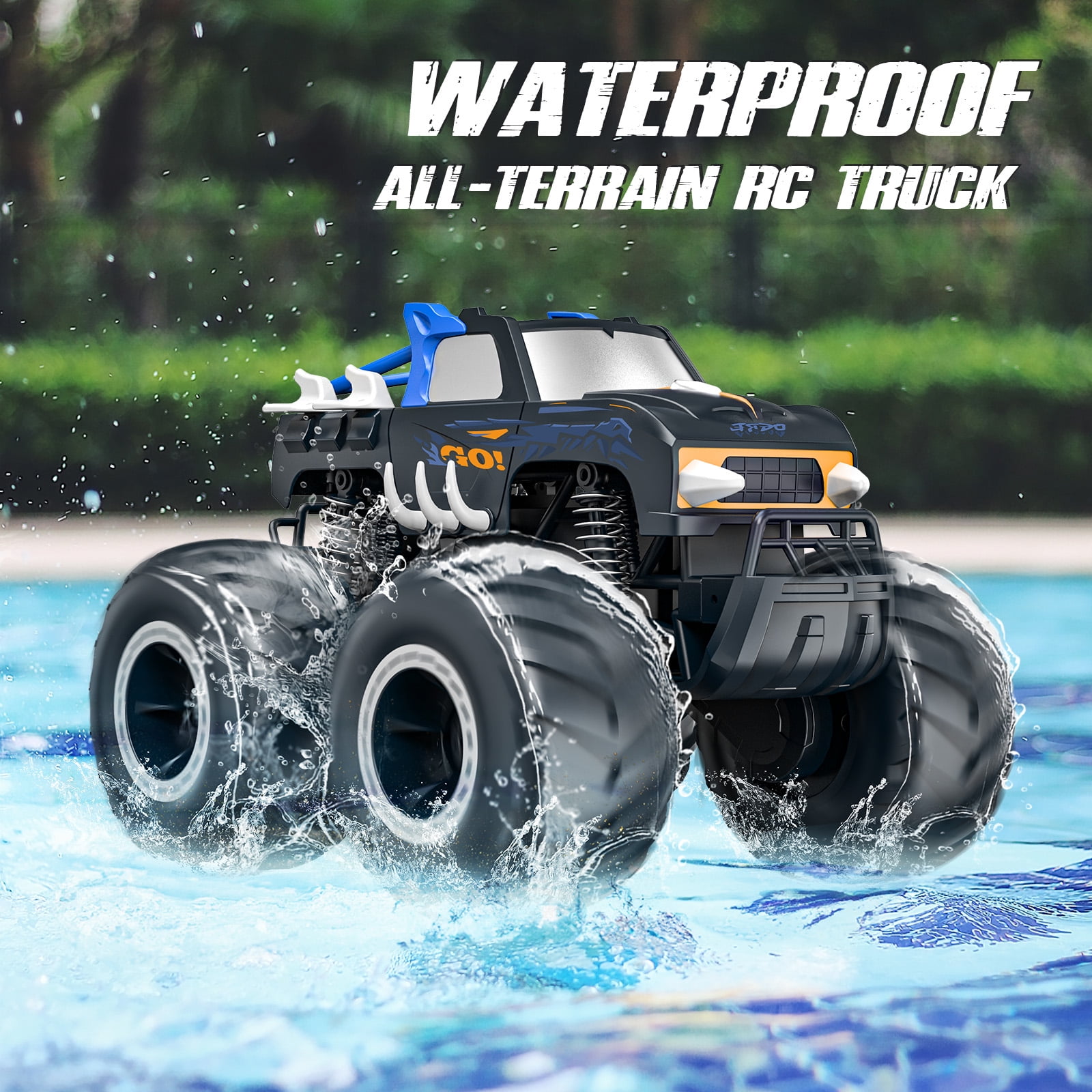 LOHEER 1:16 Remote Control Cars , Waterproof 4WD RC Monster Truck Toys Gifts for Kids Adults