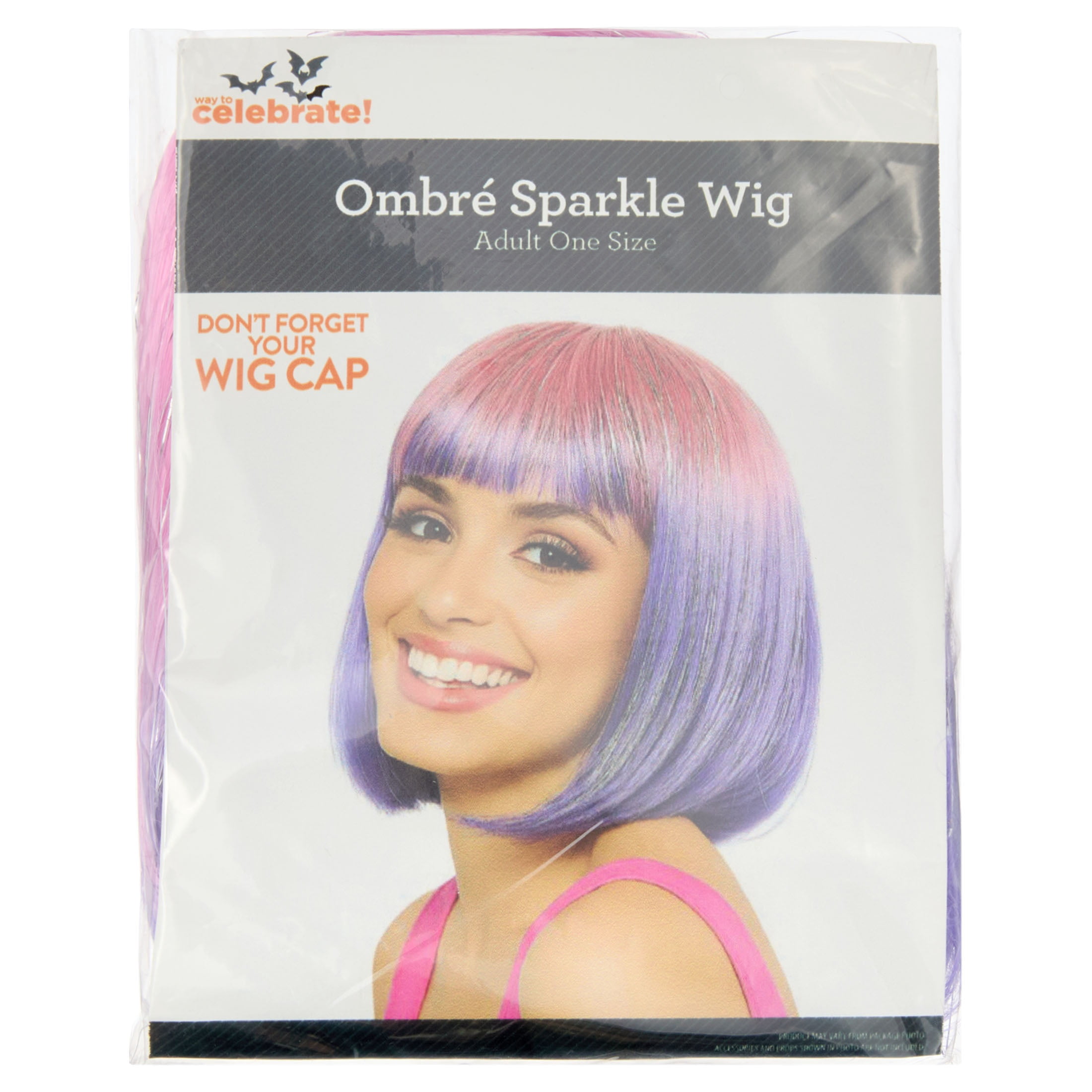 Ombre Sparkle Wig Costume Accessory for Adults, Pink and Purple, Halloween by Way To Celebrate