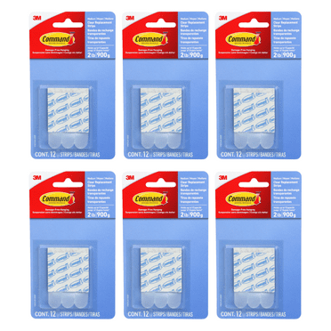 Command Medium Clear Refill Strips [Removable]: 12-pack (Clear) [6-sets]