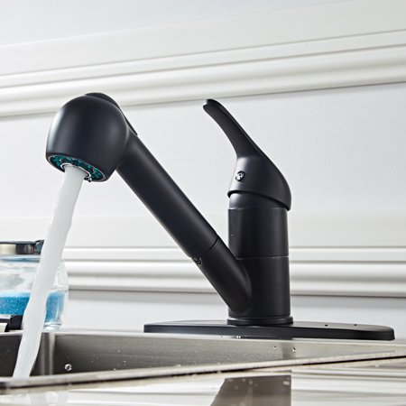 UBesGoo [Upgraded Version] Matte Black Kitchen Sink Mixer Faucet Pull Out Sprayer SWIVEL SPOUT Single Lever