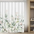 thumbnail image 2 of Blomming Bright Blush Pink White Floral Shower Curtain, Watercolor Green Leaves Plant Bathroom Decoration Shower Curtain Sets 71x71 Inch with Hooks, 2 of 6