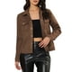 thumbnail image 5 of Chaqueta de ante sintético con cuello de solapa y bolsillos con solapa de INSPIRE CHIC para mujer, color café, 5 of 7