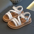 thumbnail image 2 of TOWED22 Toddler Girl Sandals - Flower Girl Dress Shoes Open Toe Little Kid Summer Flats White,8, 2 of 6