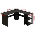 SHW LShaped Home Office Corner Desk Wood Top, Espresso