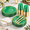 Clear Green and Gold-25, variant on Clear and Black 50 Count Disposable Party Supply Dinnerware Set