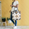 thumbnail image 4 of FORMRS Womens Canvas Tote Bag with Zipper Inner Pocket Shoulder Handbag, White and Black, 4 of 7