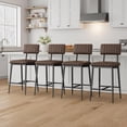 thumbnail image 4 of Bar Stools Set of 2, Bar Chairs with Thick Cushion & Metal Legs, PU Leather Counter Height Barstools w/Backrest and Footrest, for Island, Counter Bar, Kitchen, Brown, 4 of 9