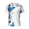 thumbnail image 3 of Rocae Blue Flying Butterflies for Men's Moisture-Wicking Crew Tee - T-Shirt for Sports, Outdoor Activities, and Casual WearLarge, 3 of 9