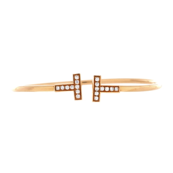 Pre-Owned T Wire Bracelet 18K Yellow Gold and Diamonds By Rebag