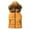 Yellow, variant on OSOLU Solid Color Women Short Outerwear Cotton-padded Jackets Pocket Hooded Vest Coats Relaxed Fit Dailywear