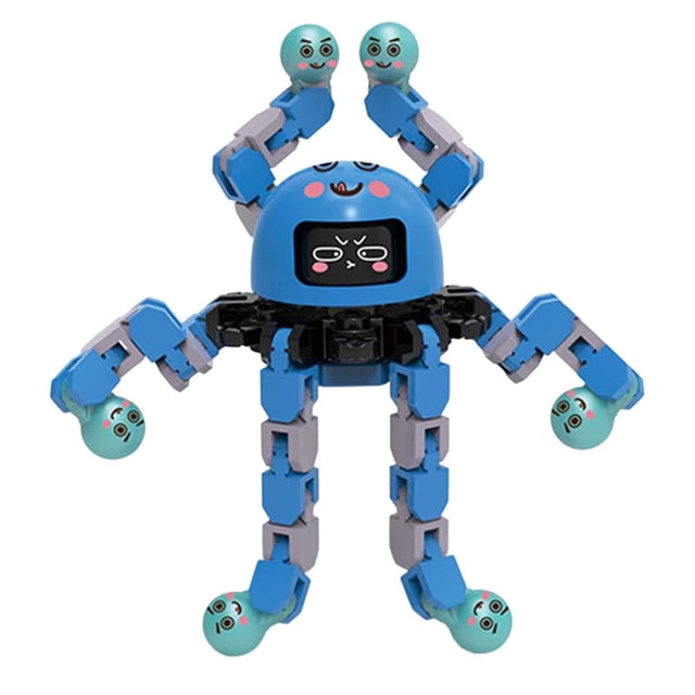 Juguete giroscópico deformable para la punta de los dedos que brilla en la oscuridad para crear varios tonos de azul.