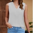 thumbnail image 6 of dazeni Elegant Pleated Tank Tops Womens Deep V Neck Sleeveless Camisole Plus Size Basic Shirts Casual Dressy Blouses Summer Work Business Office Tee White X-Large, 6 of 7
