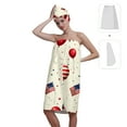 thumbnail image 2 of Colevkie Women 2 Pieces Shower Skirt & Hair Drying Cap Set Adjustable Soft Bath Towel Shower Cap Polyester for Home Bathroom Sauna Beach Printed Independence Day Balloons Pattern, 2 of 8