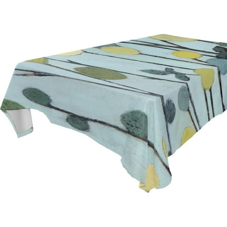 

POPCreation Blue Background Tree Tablecloths Yellow Fruit Table Top Decoration 60x104 inches