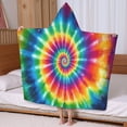 thumbnail image 5 of Colorful Rainbow Tie Dye Spiral Pattern Hooded Bath Towel，60"x35" for Ages 3 To 12 Kids, Quick Dry Lightweight Soft Microfiber Hood Beach Towel Cover Up for Kids, 5 of 7