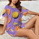 thumbnail image 4 of Balery Yellow Lemon And Orange Conjunto de Pijama para Mujer con Estampado, Dos Piezas de Manga Corta y Shorts, Ropa de Dormir Suave con Cuello Redondo y Bolsillos-Large, 4 of 6